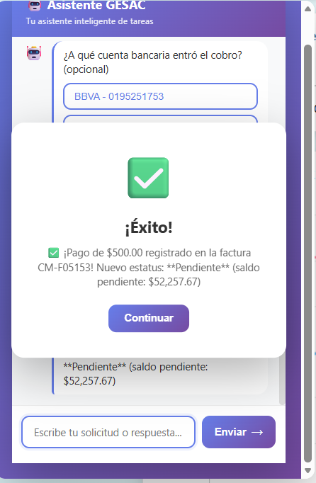 Cobros via Asistente Virtual